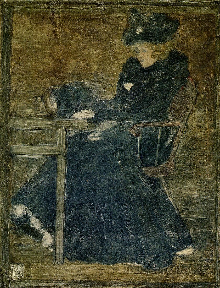 Seated Woman in Blue (At the Cafe)