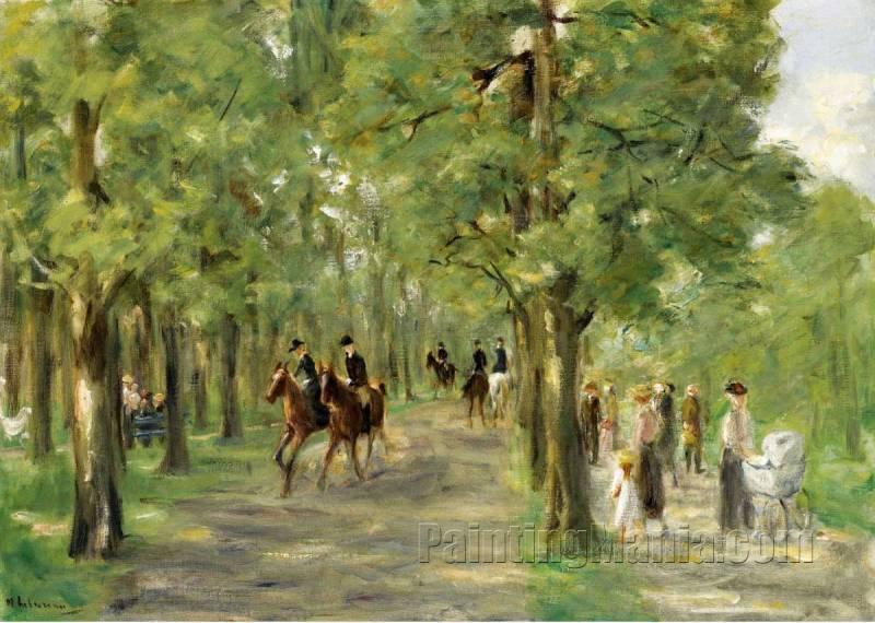 Path in the Tiergarten with Riders and Strollers