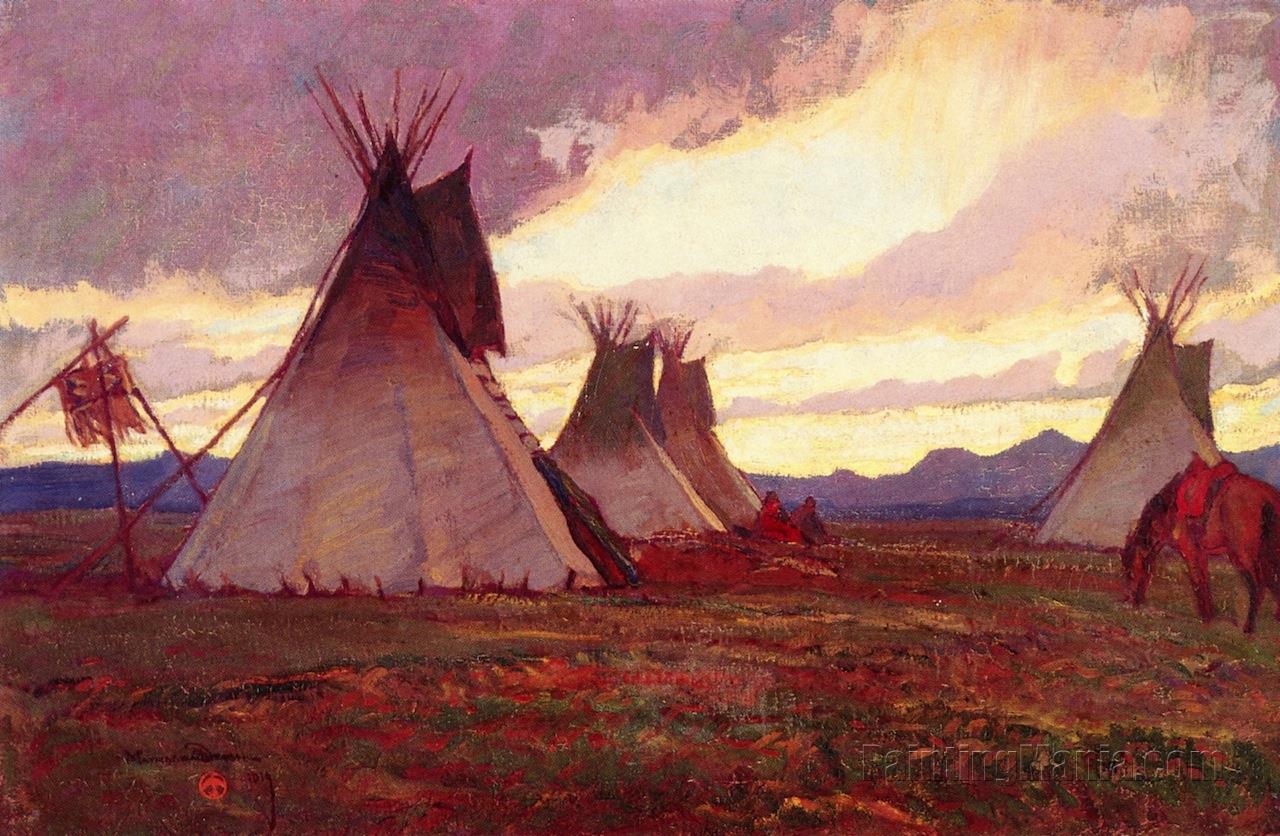 Teepees at Sunset