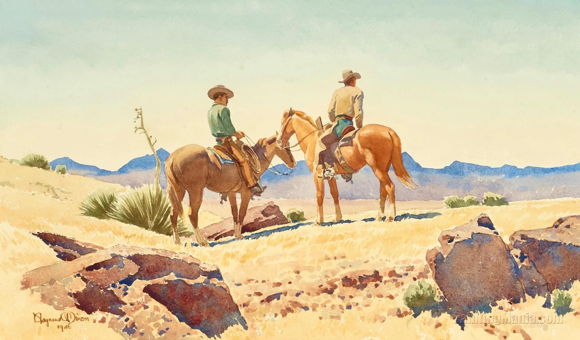 Two Cowboys on Horses