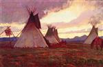 Teepees at Sunset