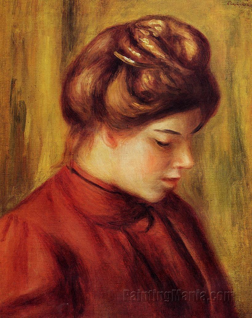 Profile of a Woman in a Red Blouse