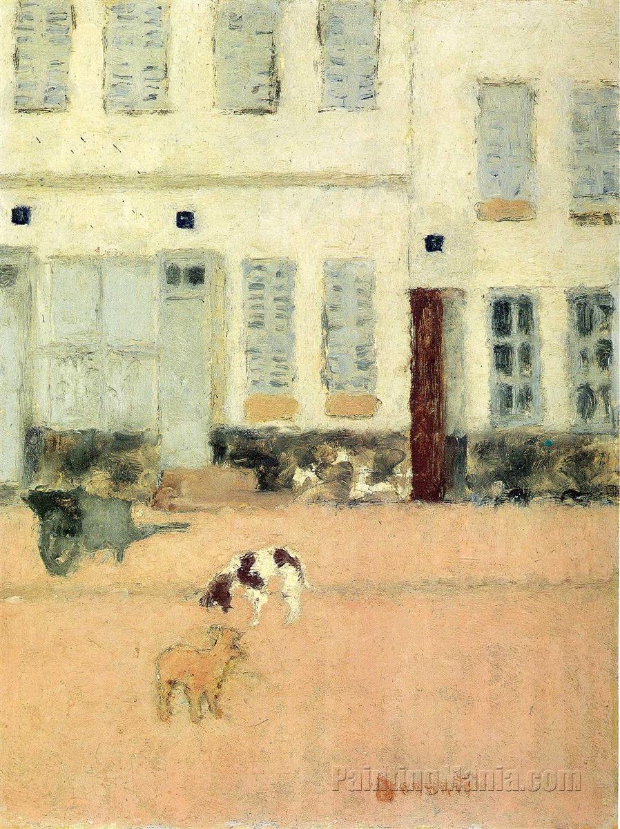 Street in Eragny-sur-Oise or Dogs in Eragny