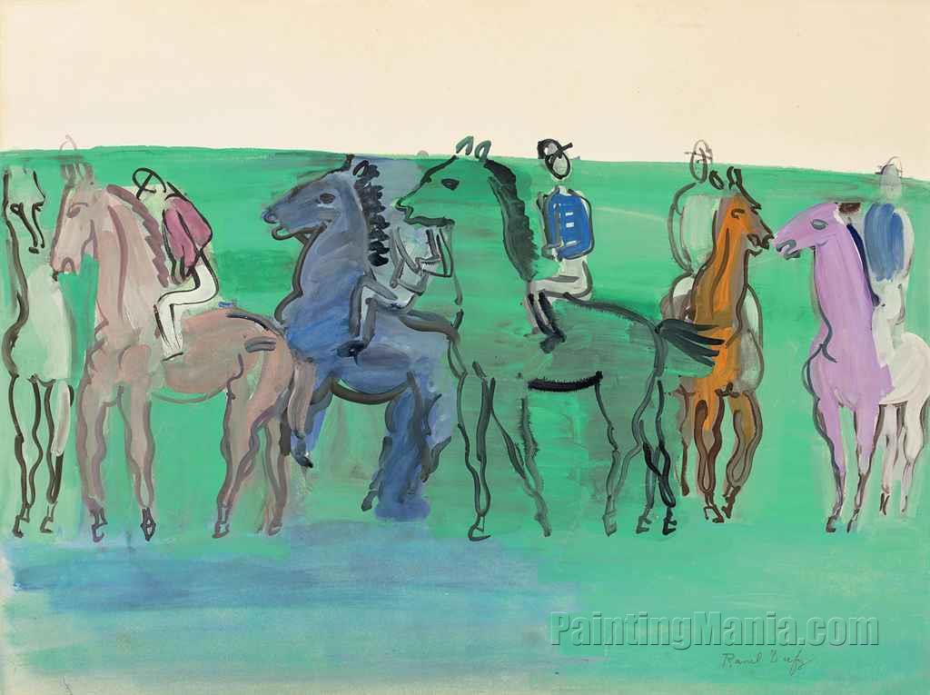 Group of Jockeys and Horses