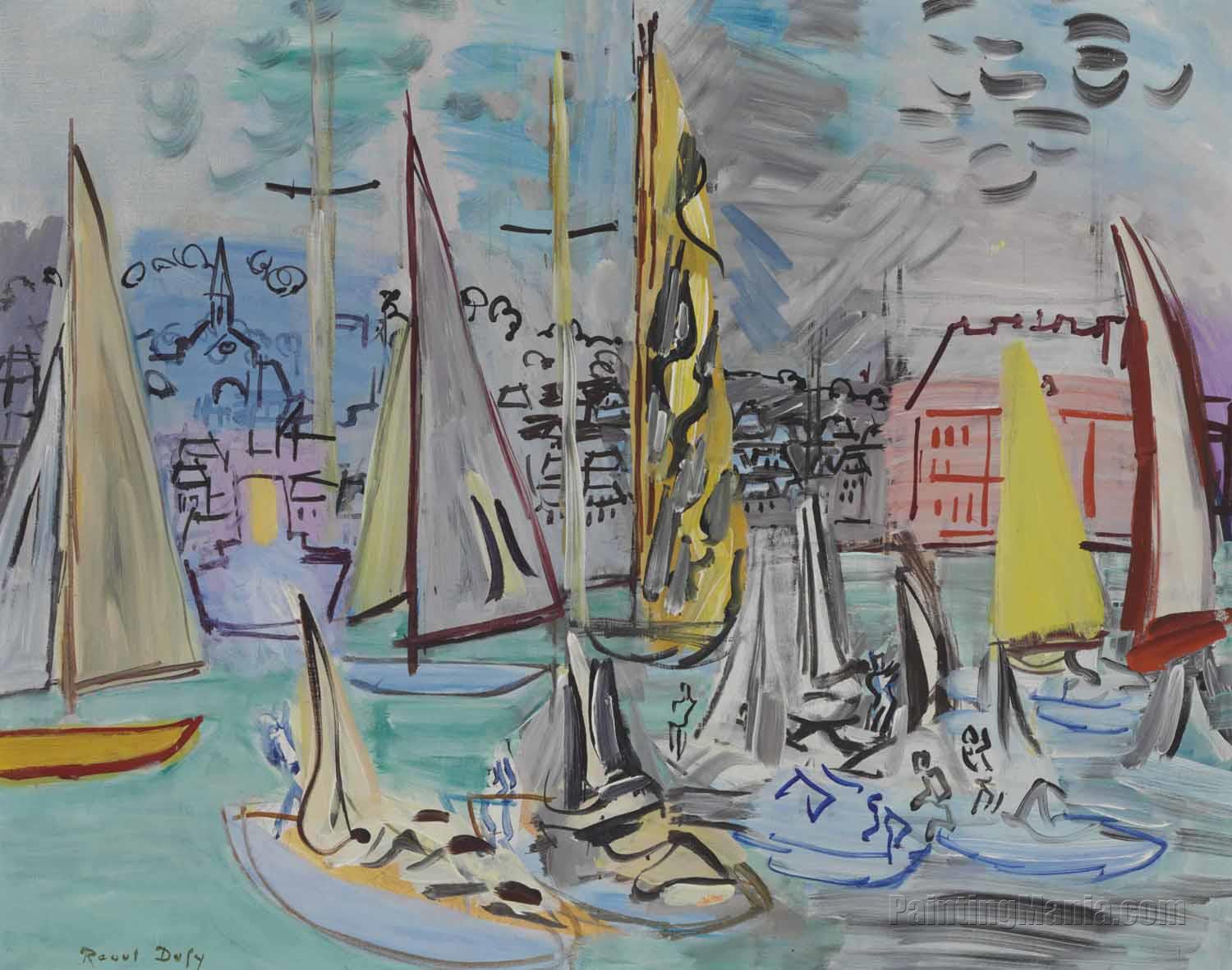 Sailboats in the Port of Deauville 1935