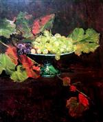 Still Life of Grapes with Vine Leaves