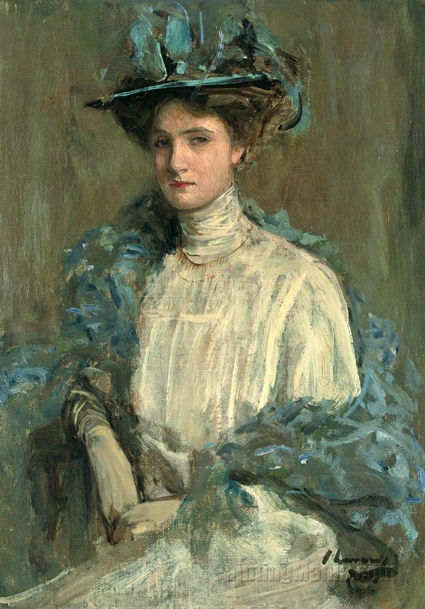 Portrait of a Lady in Blue - Sir John Lavery Paintings