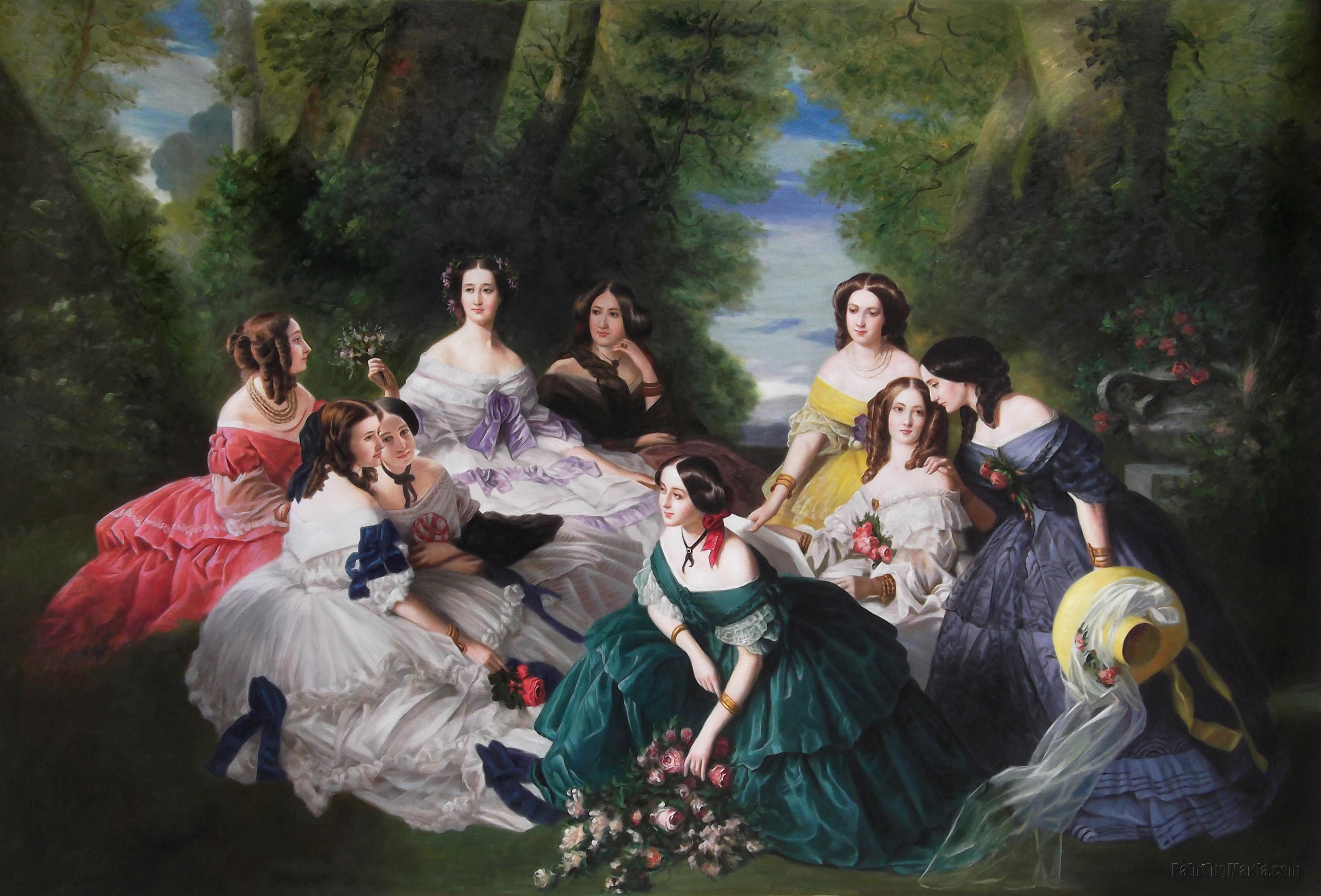1855 – Franz-Xaver Winterhalter, The Empress Eugénie Surrounded by her  Ladies-in-Waiting