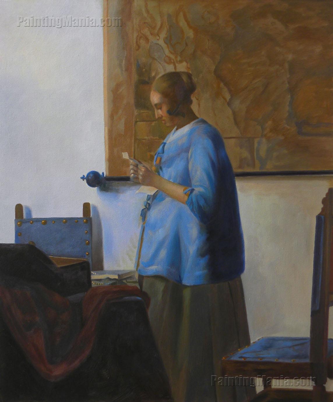 Woman In Blue Reading A Letter Johannes Vermeer Paintings   Woman Blue Reading Letter 56 13148 