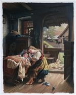 Interior With Sleeping Siblings by Rudolf Epp