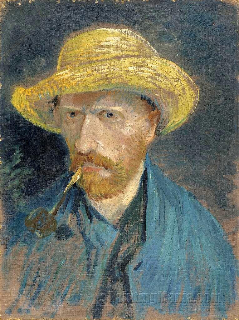 Self Portrait with Straw Hat and Pipe