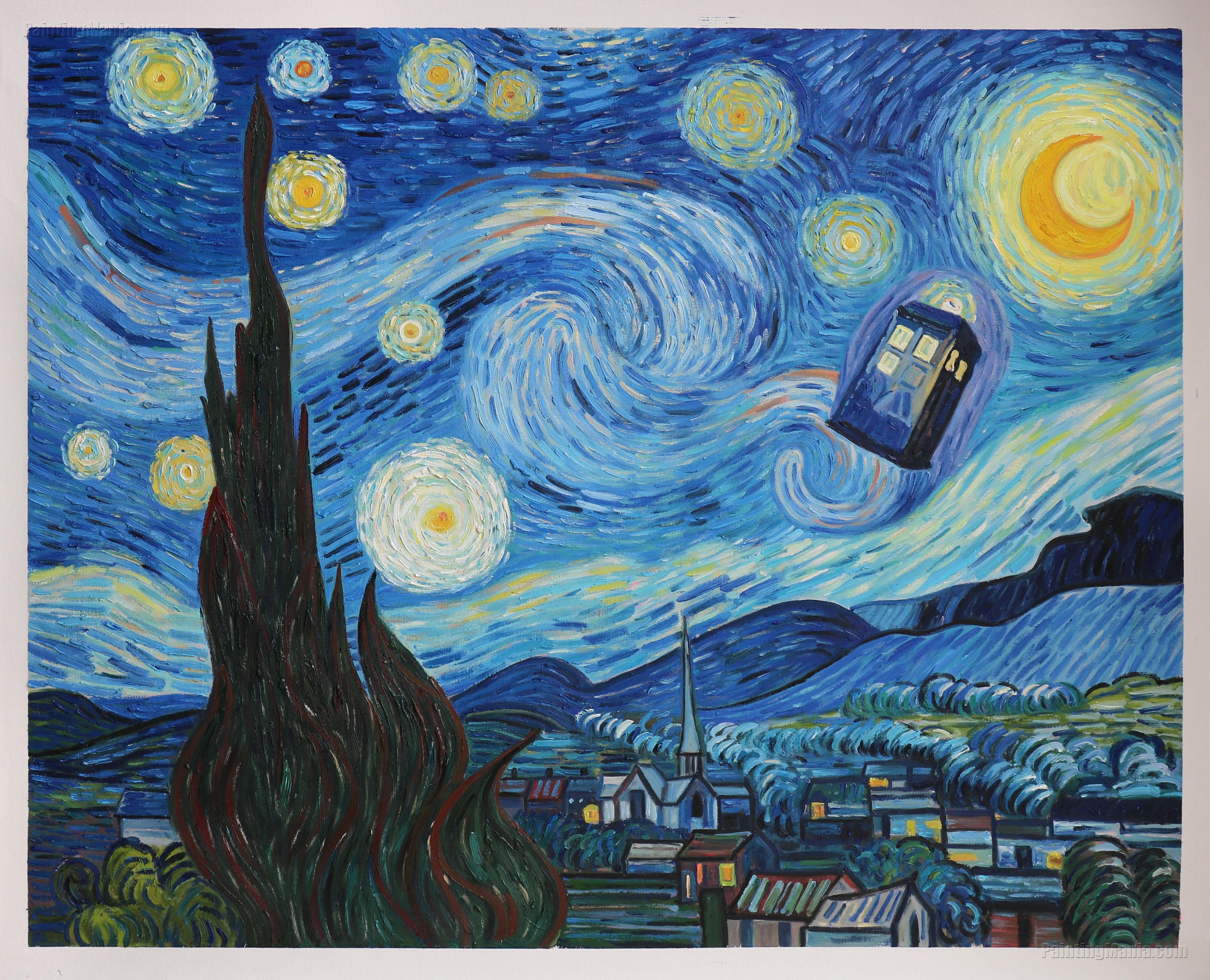 The Starry Night with TARDIS