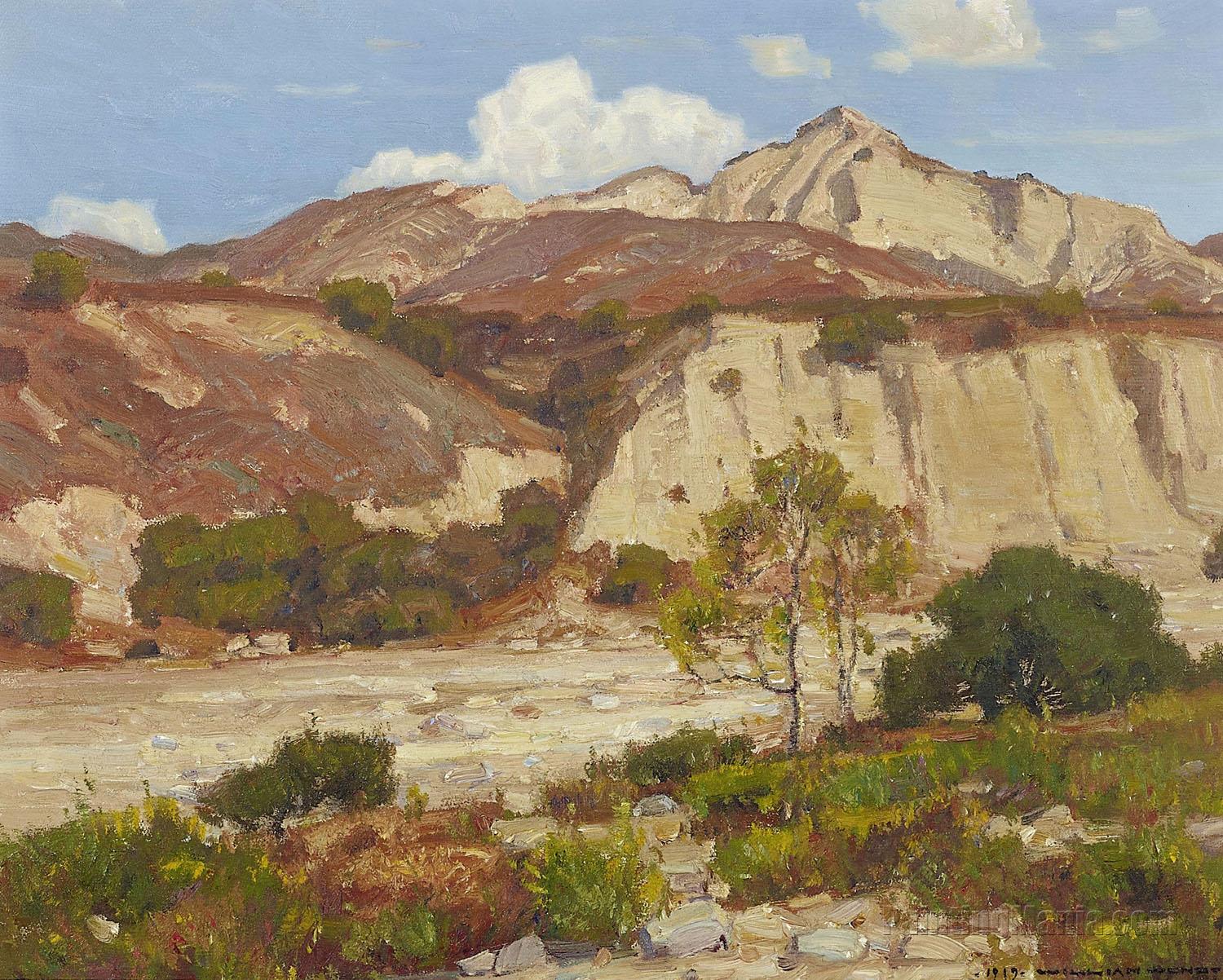 Mountains Beyond a Dry Creek Bed